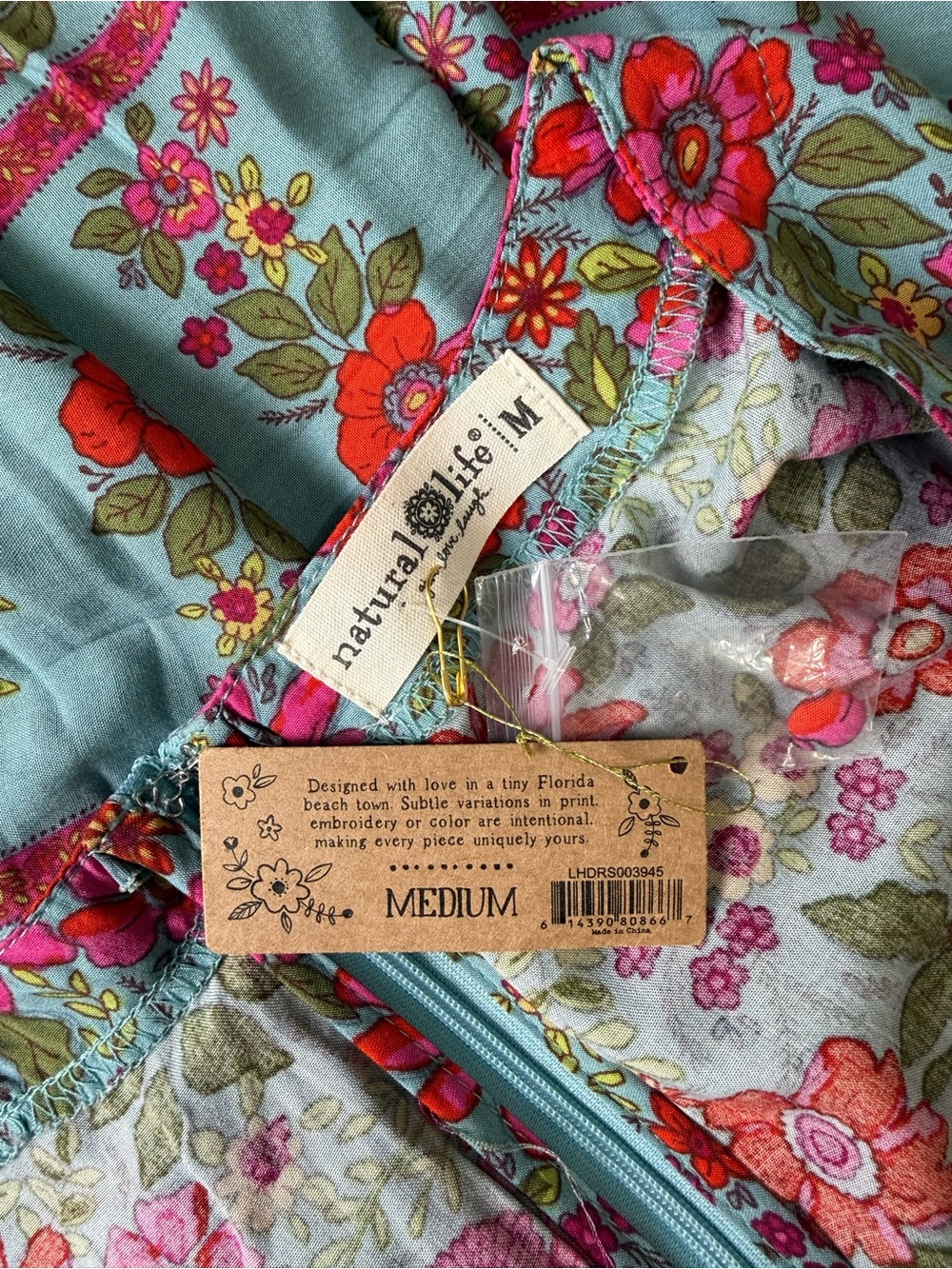 NATURAL LIFE Evangeline Pink and Turquoise Floral Maxi Dress Medium NWT - Picture 10 of 11